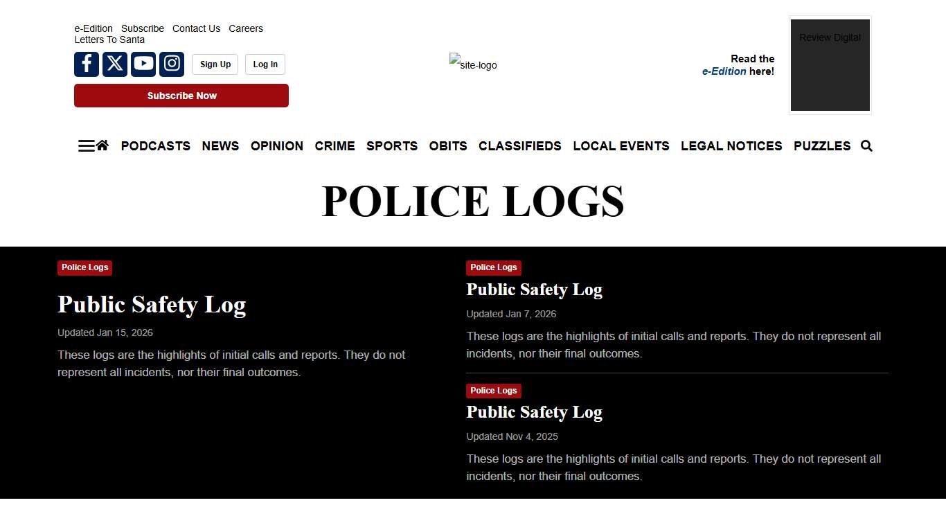 Police Logs | nrtoday.com