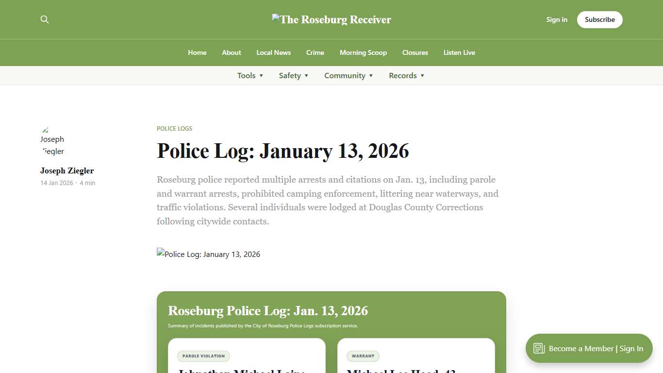 Police Log: January 13, 2026